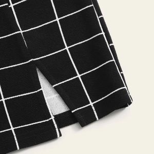 Plaid black bodycon skirt